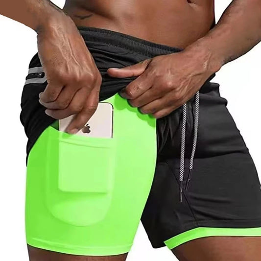 Pantalones cortos deportivos para hombre, ropa deportiva, pantalones cortos para correr de dos niveles, 2 en 1, pantalones de playa, pantalones cortos de verano para gimnasio, entrenamiento físico, pantalones cortos para correr para hombre