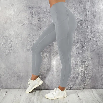 Leggings da donna per yoga, fitness, vita alta, con tasca, per allenamento in palestra, corsa, elastici, sexy, per sollevare i glutei, pantaloni casual attillati