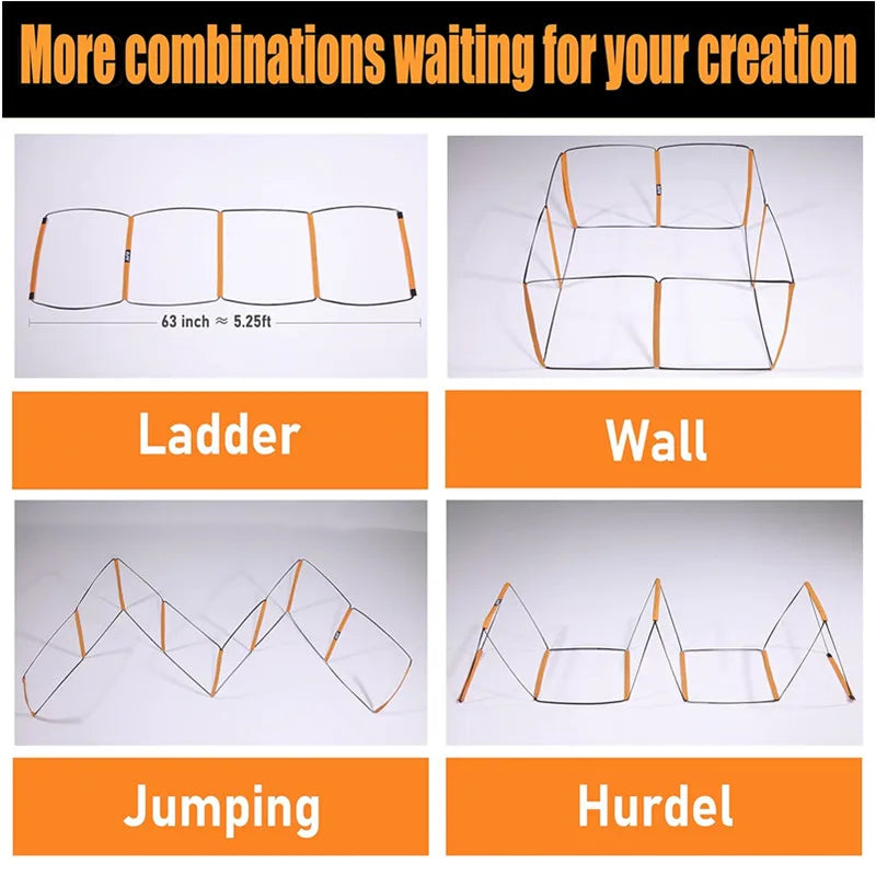 Escalera de agilidad plegable, equipo de entrenamiento de fútbol, ​​salto, coordinación de velocidad, escalera de juego de pies con bolsa de transporte para niños y adultos