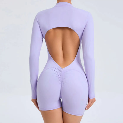 V Back Scrunch Push Up Sports Jumpsuit