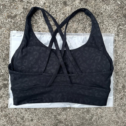 Reggiseno sportivo da palestra morbido con incrocio sulla schiena, da donna, tinta unita, con imbottitura per il petto, completo