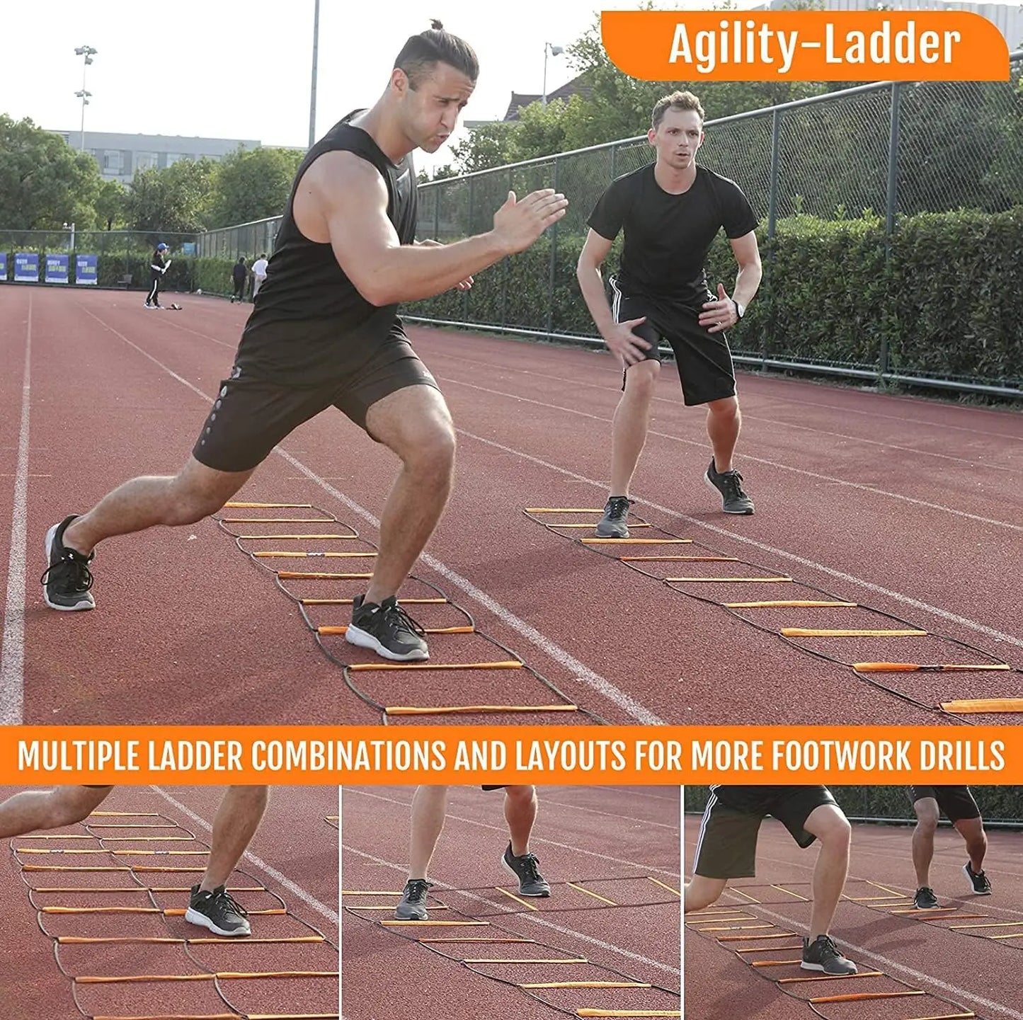 Escalera de agilidad plegable, equipo de entrenamiento de fútbol, ​​salto, coordinación de velocidad, escalera de juego de pies con bolsa de transporte para niños y adultos