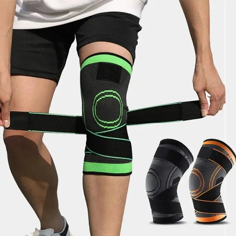 Manga de compresión para rodilla con correas ajustables para correr, hacer ejercicio y usar deportes todo el día