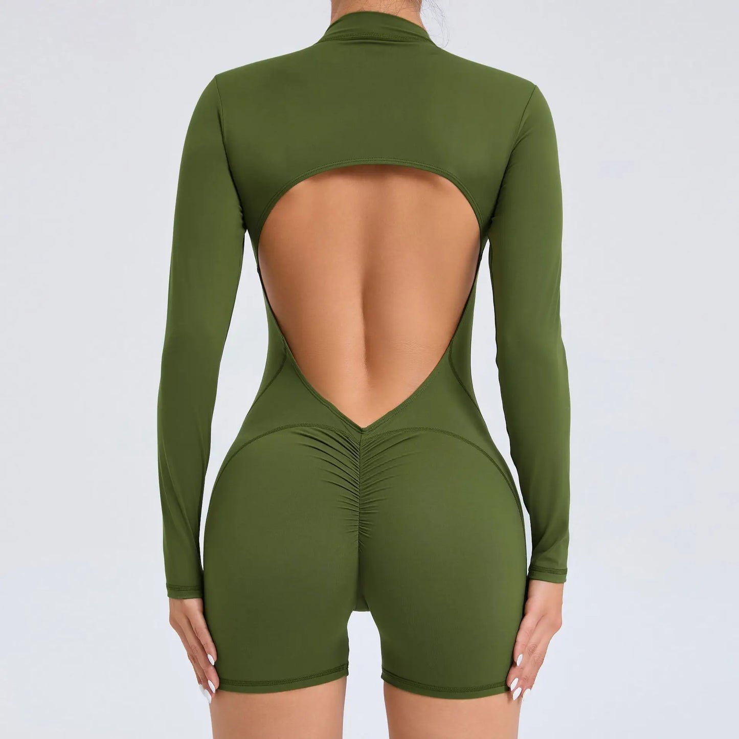 V Back Scrunch Push Up Sports Jumpsuit