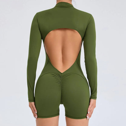 V Back Scrunch Push Up Sports Jumpsuit