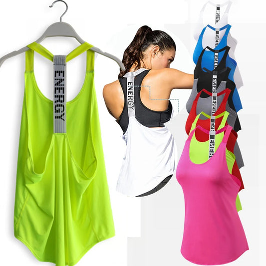 Camisetas de gimnasia para mujer, camiseta de yoga sin mangas negra, camiseta de fitness para mujer, chaleco de gimnasio, camisetas deportivas para correr, camiseta sin espalda con letras