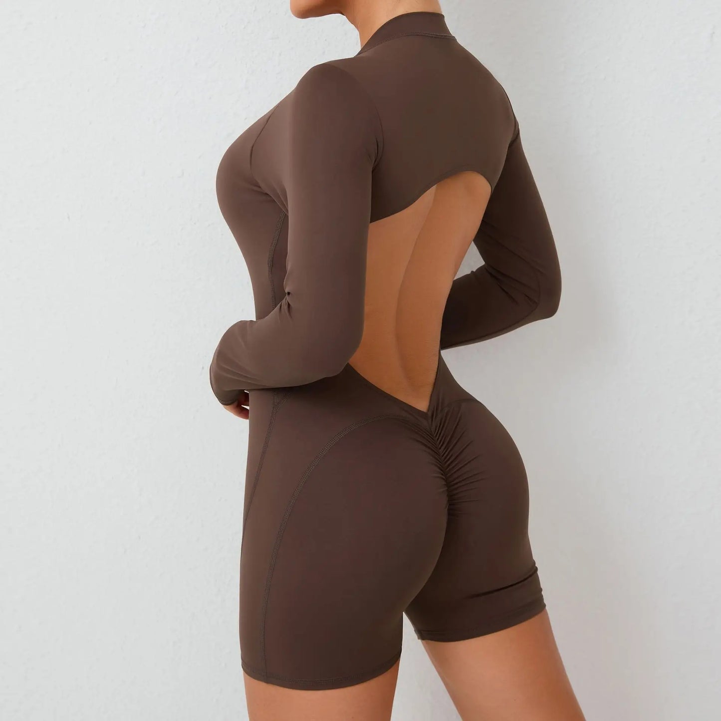 V Back Scrunch Push Up Sports Jumpsuit