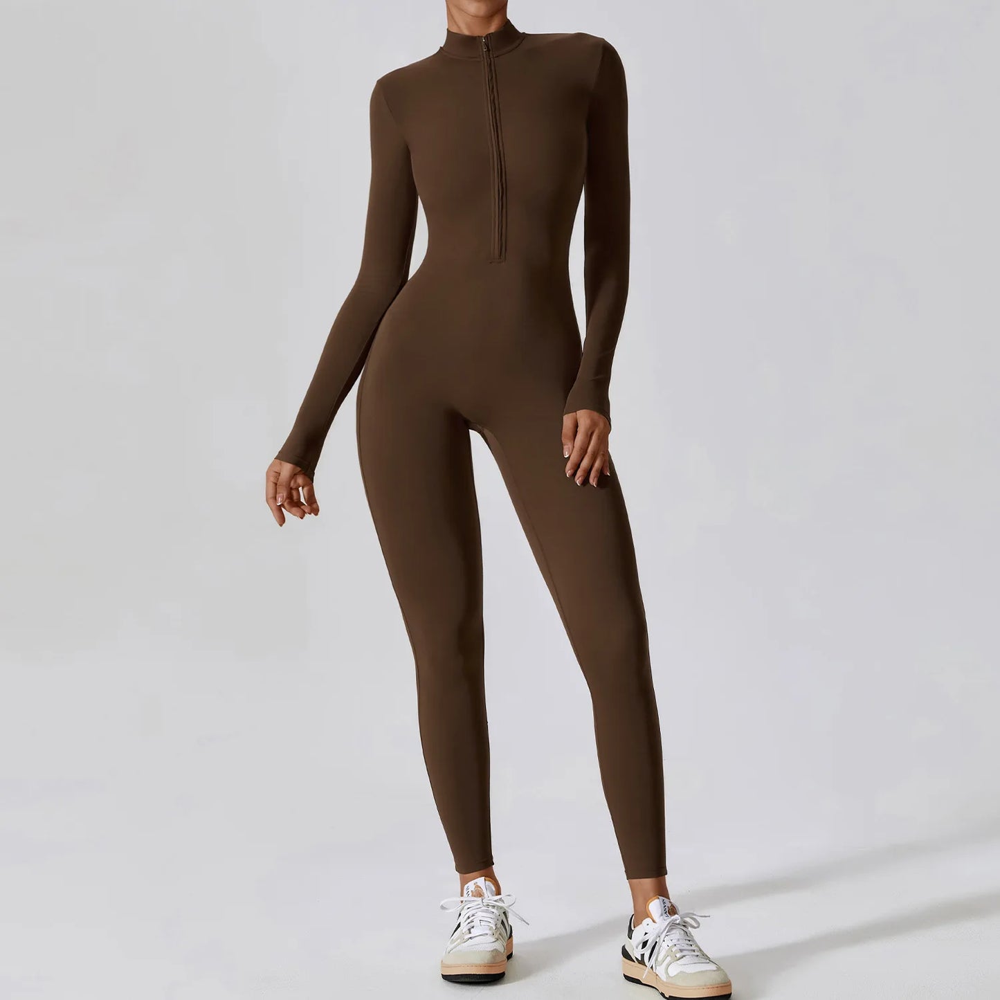 Yoga Boilersuit Long-Sleeved Zipper Gym Jumpsuit