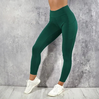 Leggings de yoga para mujer, de cintura alta, con bolsillo, para entrenamiento en el gimnasio, para correr, elásticos, sexys, para realzar los glúteos, informales, ajustados