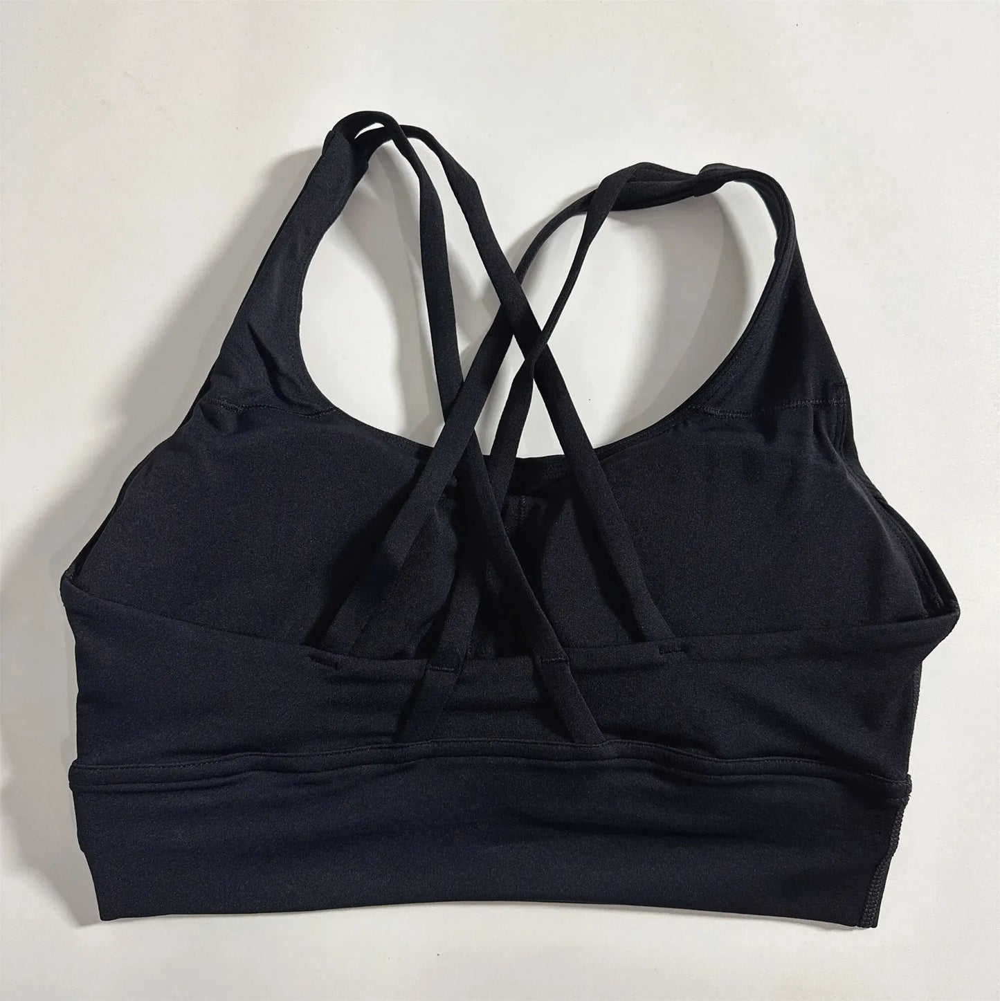 Reggiseno sportivo da palestra morbido con incrocio sulla schiena, da donna, tinta unita, con imbottitura per il petto, completo