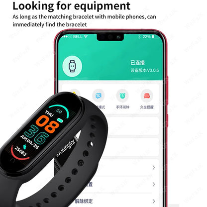 M6 Smart Watch Uomo Donna Fitness Smart Braccialetto Sportivo Fascia Cardiofrequenzimetro Pressione Sanguigna Orologi Multifunzione Impermeabili